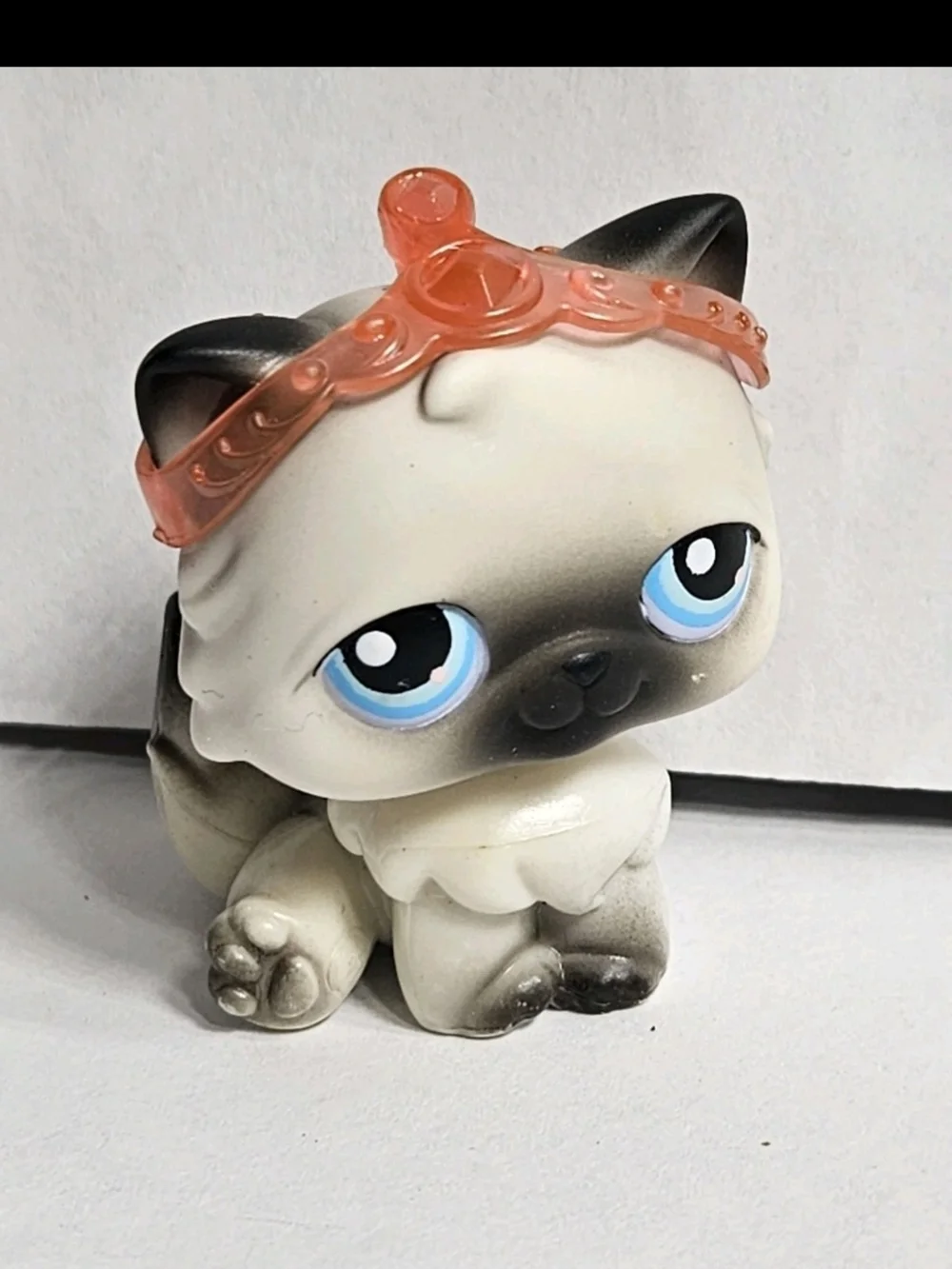 Littlest Pet Shop LPS #60 Persian Cat Black White Blue Eyes W/crown Rare Hasbro
